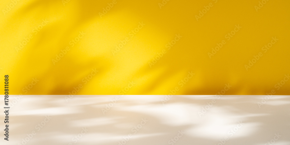 Obraz premium Yellow abstract background with gradient and white table