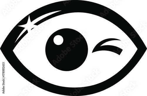 Winking eye icon isolated on white background, a playful and expressive symbol often used to convey humor, flirtation, or a sense of fun, adding a touch of personality and lightheartedness to designs