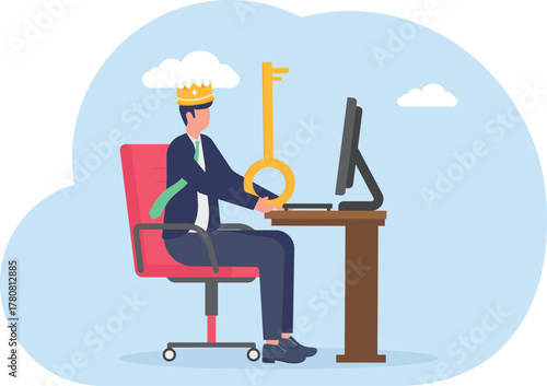 illustration of a leading company offering a product that provides solutions for business market problems
