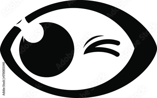 Winking eye icon isolated on white background, a playful and expressive symbol often used to convey humor, flirtation, or a sense of fun, adding a touch of personality and lightheartedness to designs