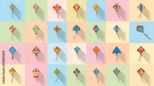 Kite flying festival surf icons set. Flat illustration of 25 kite flying festival surf vector icons for web