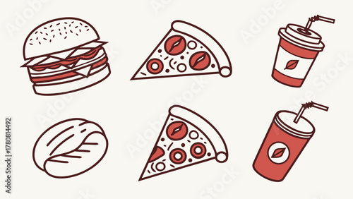 Modern Fast Food Illustration Collection
