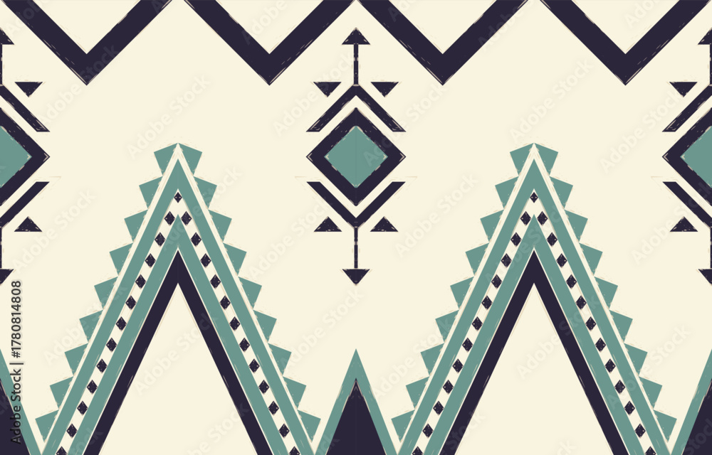 Obraz premium Southwest Native American seamless pattern, boho tribal Aztec Navajo geometric textile design, desert ethnic fabric background.