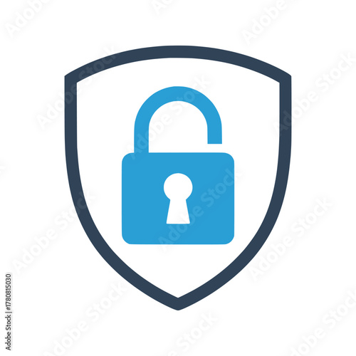 Shield with a locked padlock, representing security, protection, and safety in a digital or physical context