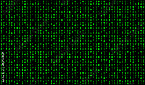Hacker Rain Vector Pattern with Flowing Binary 0s and 1s for Cyber Tech Design