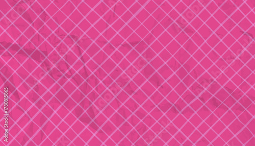 Crumpled pink diamond-patterned paper. A crumpled checkered background with an uneven texture for textiles, packaging, scrapbooking, abstract design, and creative layouts.