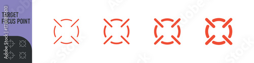 Minimal target or focus point icons in modern style. for design elements related to focus, aim, location, or accuracy, crosshair indicators, precision icon. Color set icon