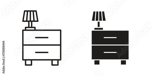 Bedside table icon on white background. Stock vector icon