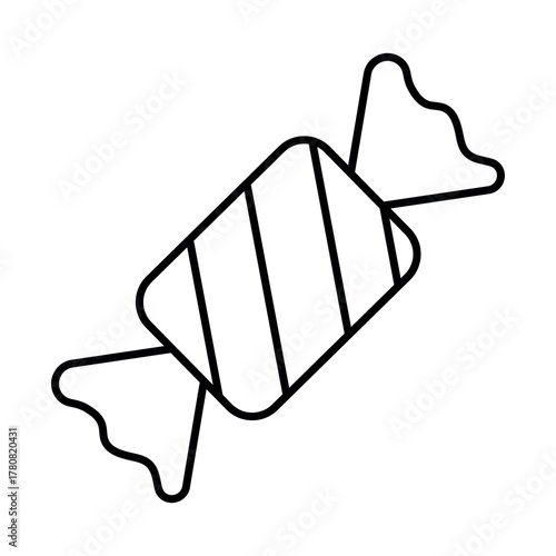 
An illustration of a black icon of a Christmas candy on a white background