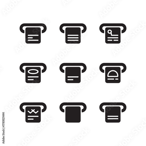 ATM transaction slot solid icons