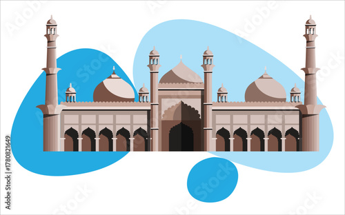 Modern Vector Illustration Showcasing Grandeur of Jama Masjid Delhi