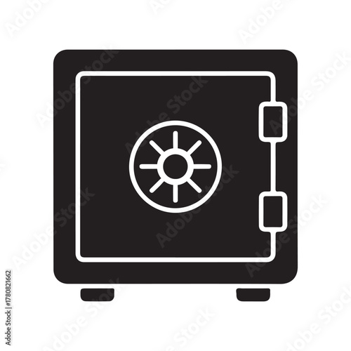 Safe deposit box front solid icon