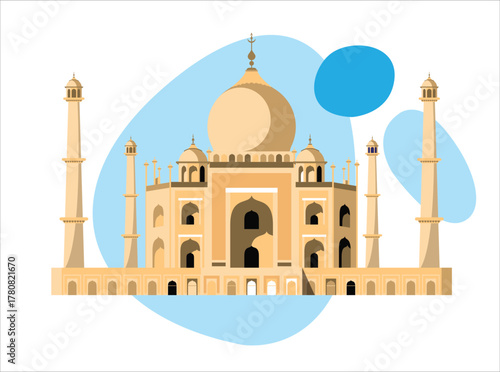Vibrant Digital Artwork Showcasing the Beauty of Taj Mahal