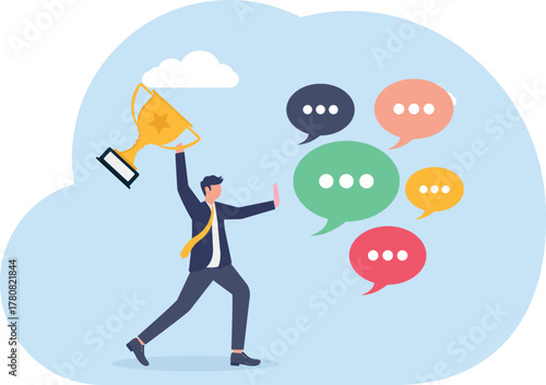 illustration of securing the leading company title from negative market talk effects
