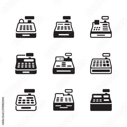 Retail store register solid icons