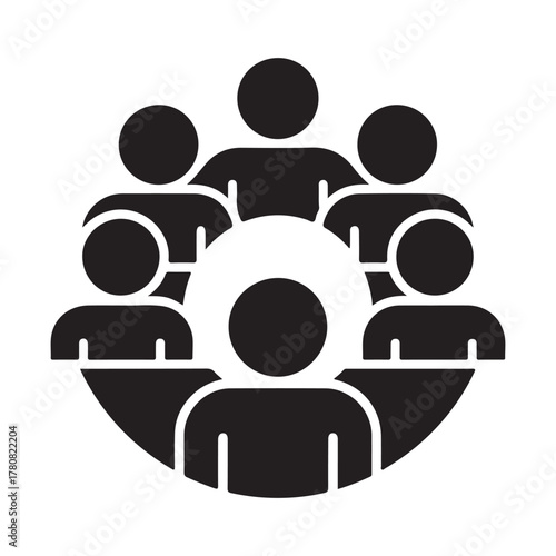 Group meeting circle solid icon
