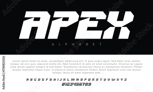Apex modern urban font with futuristic minimal design for logos, music, sports, and digital typography.