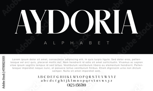 Aydoria modern urban font with futuristic minimal design for logos, music, sports, and digital typography.