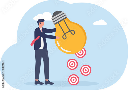 illustration of ideas and innovation in achieving business targets
