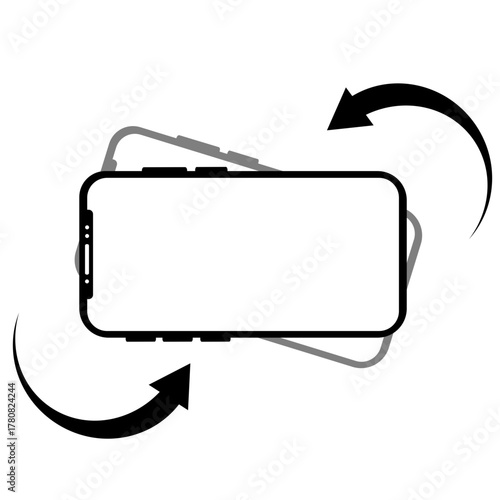 Rotate your smartphone for better viewing experience, landscape mode on mobile, turn device, horizontal view, game, media, vector origin