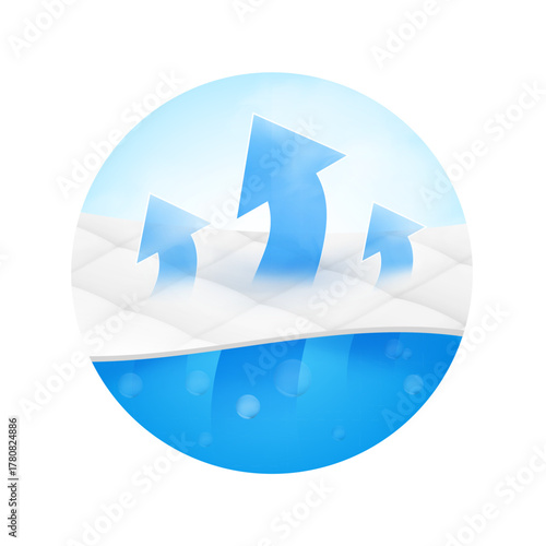 Arrows with absorbent material. Perfect for feminine pads, baby diapers, tissues, etc. Vector illustration isolated on white background. EPS10.