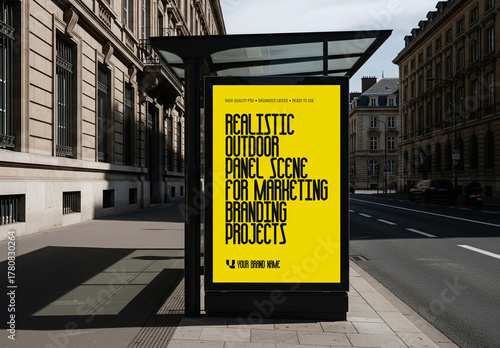 City Bus Stop Advertisement Billboard PSD Mockup