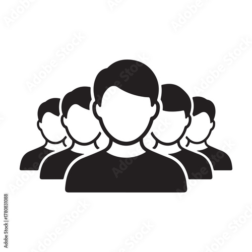 Diverse people neutral face solid icon