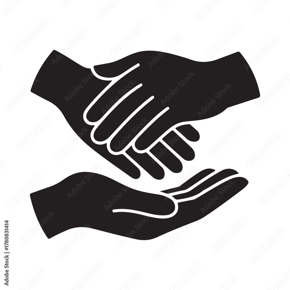 Fototapeta premium Supportive helping hands solid icon