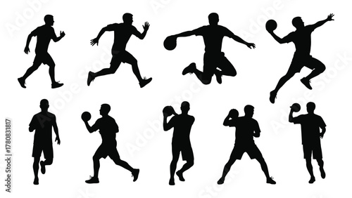 Male athletes sports silhouettes collection isolated on transparent background, Vector