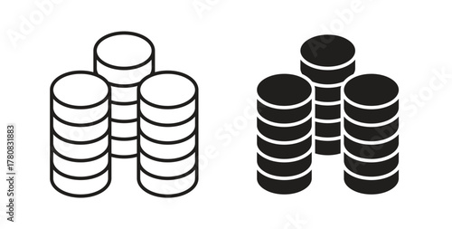 Coins icons set. Simple line vector illustration
