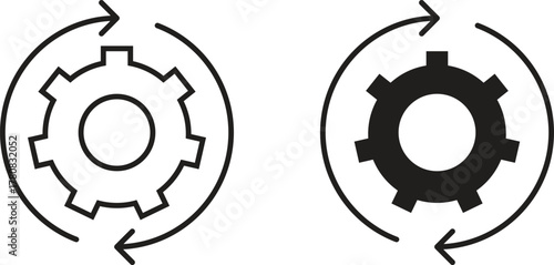 Continuous changes icons set. Simple line vector illustration