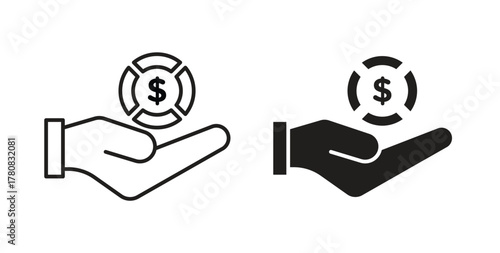 Contribution icons set. Simple line vector illustration