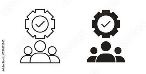 CRM icons set. Simple line vector illustration