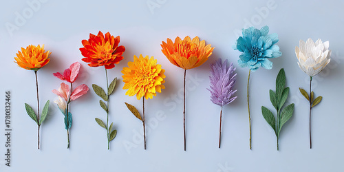 Colorful flowers on a blue background