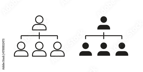 Department head icons set. Simple line vector illustration