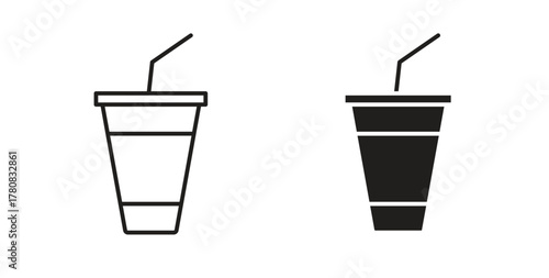 Drink icons set. Simple line vector illustration