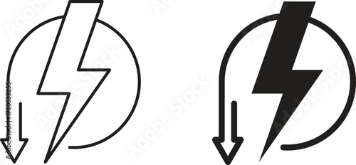 Energy reduction icons set. Simple line vector illustration