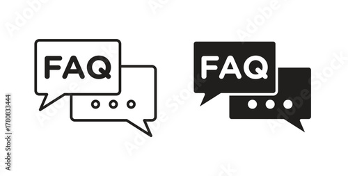 FAQ icons set. Simple line vector illustration