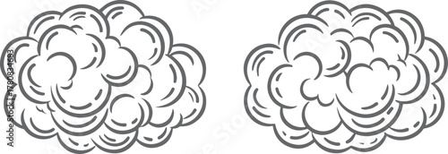 Cartoon Cloud Puff Icons – Rounded Vector Weather & Thought Symbols