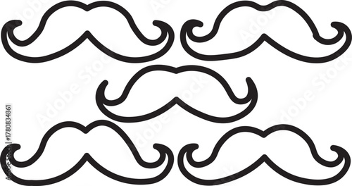 Set of mustache silhouette vector  ,.Simple black mustache icon