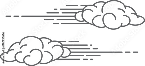 Speed Cloud Puff Icons – Bold Motion Line Vector Set for Weather & UI Design