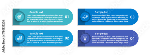 Business infographic design template with 4 options, steps or processes. Can be used for workflow layout, diagram, annual report, web design	
