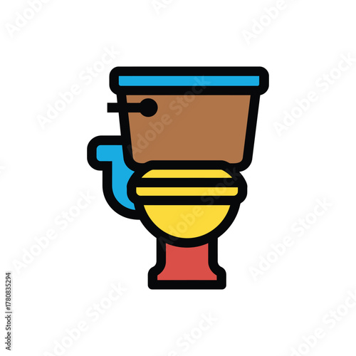 Colorful Toilet Bowl Isolated on White Background. Sanitation Fixture