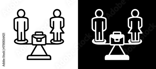 Equal Employment whiteblack icon