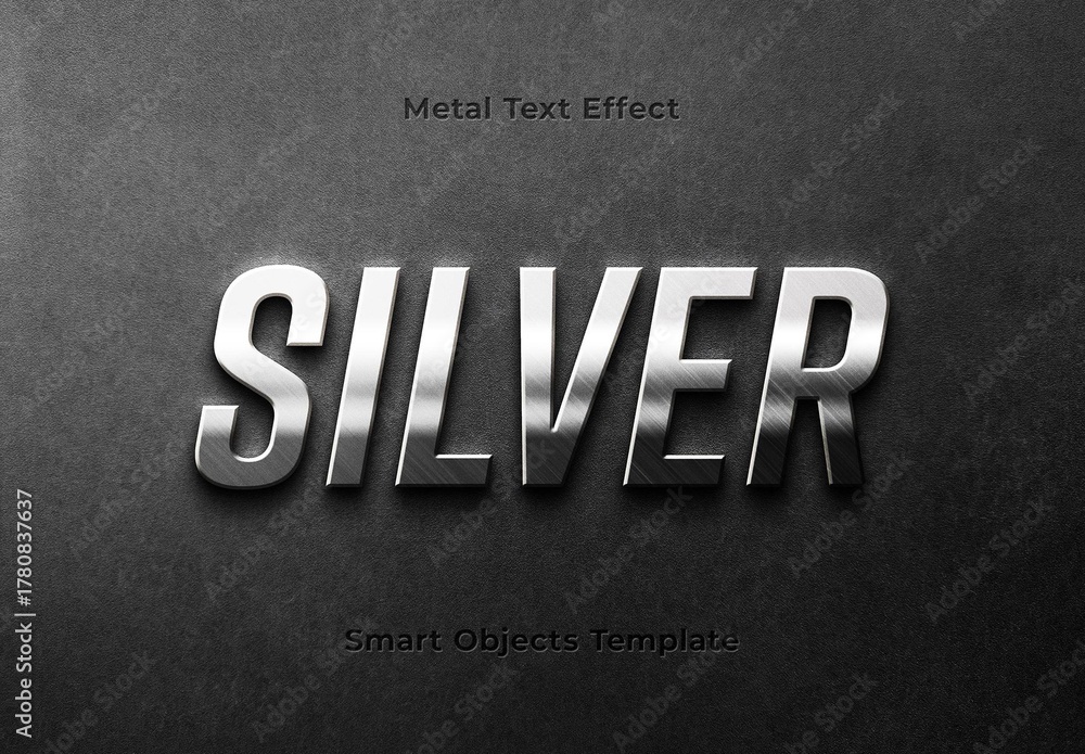 Metal Silver Text Glossy Silver Metal Text Effect Mockup Stock Template | Adobe Stock