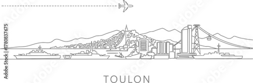 Toulon Skyline with Ships and Airplane Icon