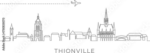 Thionville Skyline and Airplane Icon