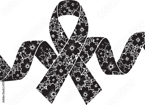 World aids day awareness ribbon with floral pattern for global health support