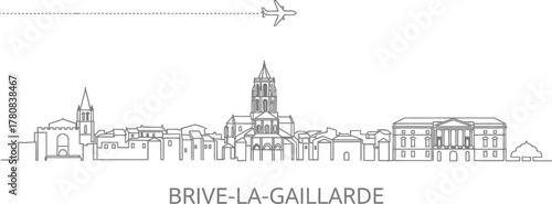 Brive-la-Gaillarde Skyline with Airplane Icon