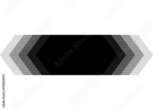 Black vector stripe on white background for text with halftone arrows on the edges. Sport design element. Modern vector background